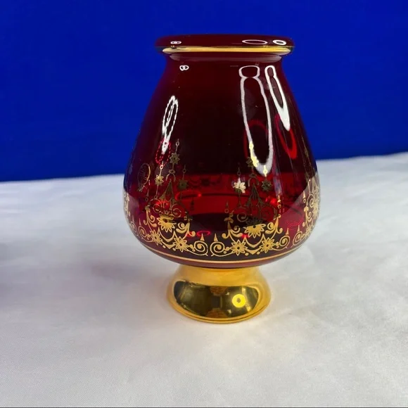 Red Vecchia Murano Art Glass Vases - 5” tall - 24k gold leaf - Picture 4 of 6